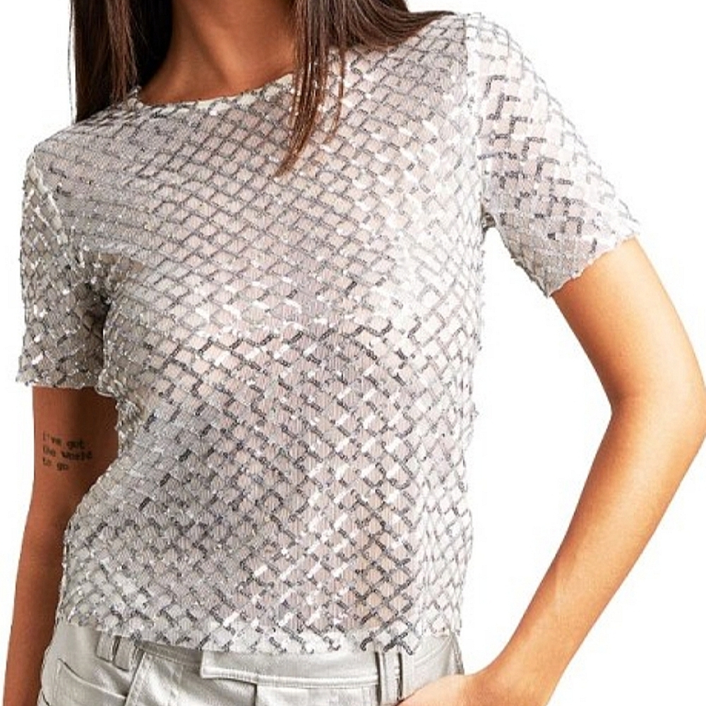 Stradivarius Sequin Top Sz L